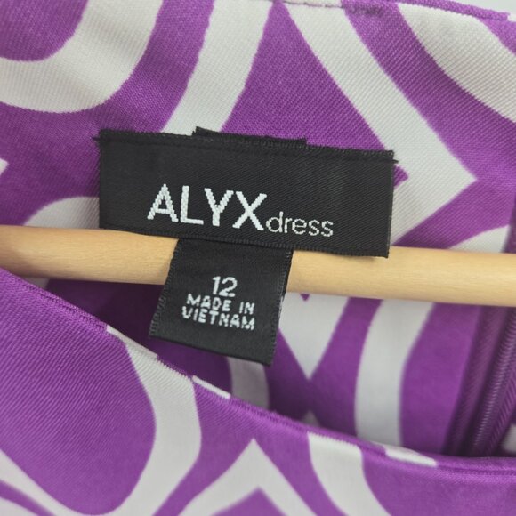 Alyx Purple White Circle Geometric Retro Mini Dress 12 - Picture 8 of 10